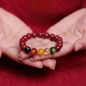 Five Directions God of Wealth Vermilion Bracelet for Prosperity and Positive Energy