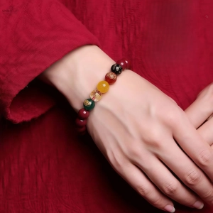 Five Directions God of Wealth Vermilion Bracelet for Prosperity and Positive Energy Five Directions God of Wealth Vermilion Bracelet for Prosperity and Positive Energy SpiritCuff 94907053