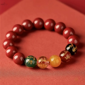 Five Directions God of Wealth Vermilion Bracelet for Prosperity and Positive Energy Five Directions God of Wealth Vermilion Bracelet for Prosperity and Positive Energy SpiritCuff 94907478