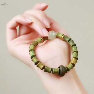 Green Sandalwood Bamboo Joint Bracelet - Elevate Your Energy & Embrace Growth Green Sandalwood Bamboo Joint Bracelet Elevate Your Energy Embrace Growth SpiritCuff 94891787