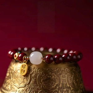 Red Cinnabar Wealth Bracelet - Feng Shui Protection & Gold Blessing Charm